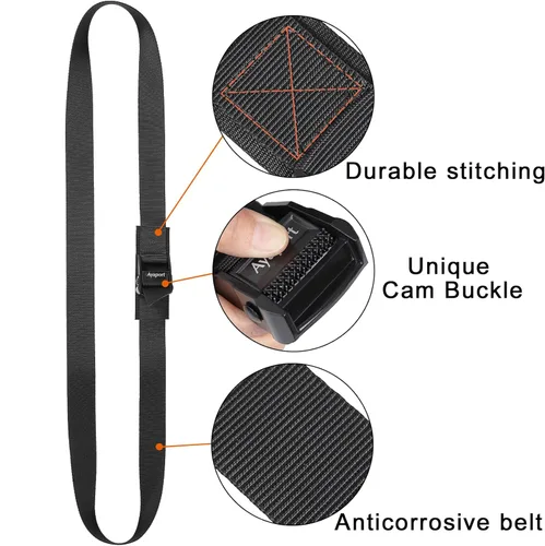 Vista 72 de Ayaport Correas de amarre con hebillas ajustables con hebilla de leva de amarre correa de cincha para embalaje negro, paquete de 4
