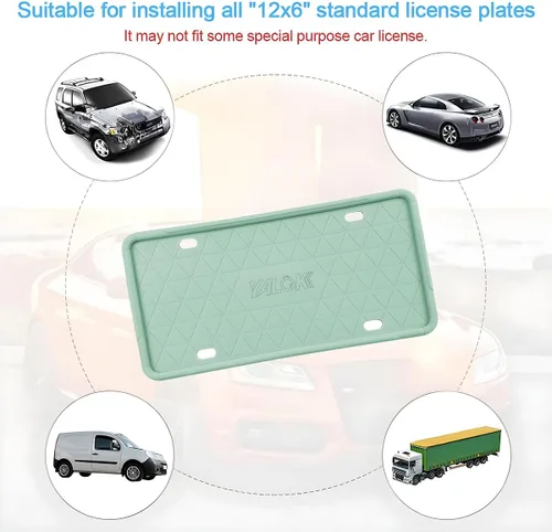 Vista 7 de YALOK - Marco de matrícula de silicona con agujeros de drenaje, soporte universal para matrícula de coche estadounidense. Accesorios para coche a