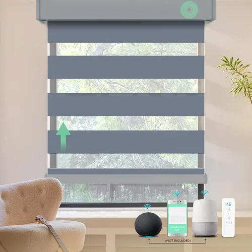 Vista 15 de MING CHEN Persianas motorizadas con control remoto, motor recargable integrado, persianas eléctricas automáticas de cebra compatibles con Alexa