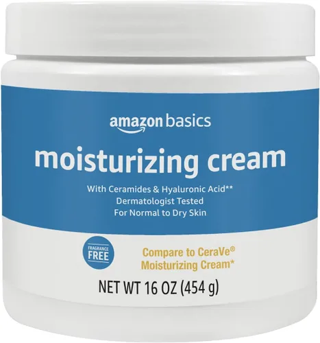Crema hidratante Amazon Basics para la cara, piel seca, hidratante, 16 onzas, paquete de 1
