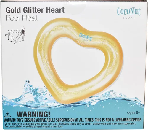 Vista 8 de CocoNut Float Glitter Heart Pool Floats – Inflatable Pool Rings – Durable Long Lasting Lounge Tubes and Water Toys – Fun Decoration for Parties