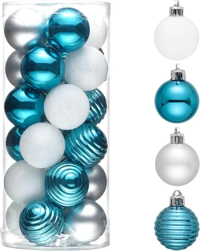 Vista 13 de Valery Madelyn Small Christmas Tree Decorations Ball Ornaments 24ct 1.57" Oro rojo