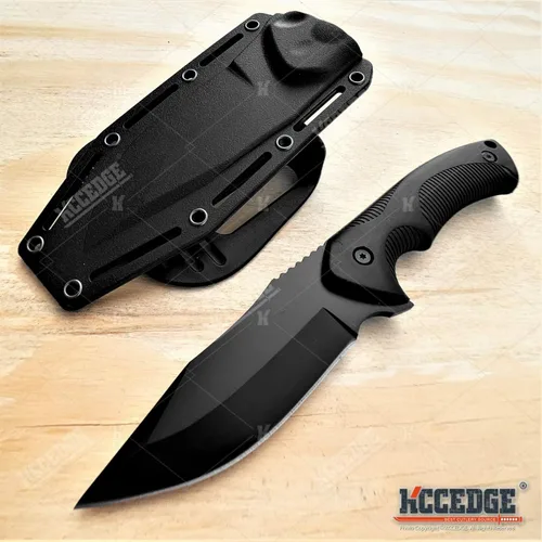 Vista 6 de KCCEDGE Cuchillo táctico Cuchillo de caza Cuchillo de supervivencia Cuchillo de supervivencia de 9 pulgadas, cuchillos de hoja fija de espiga