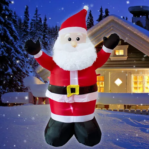 AJY - Papá Noel inflable de 4 pies con luces LED para interior y exterior, decoración navideña linda y divertida para fiestas, exhibición de fiesta