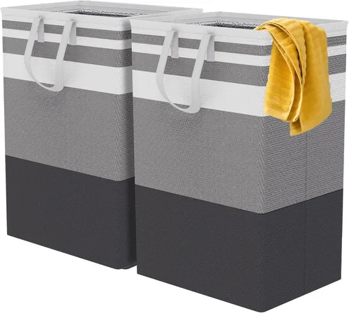 Vista 12 de Canasta de lavandería grande plegable de 75L con asas, cesta de ropa sucia impermeable para dormitorio, canasta de lavandería alta independiente