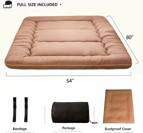Vista 26 de Colchón futón japonés de piso gris constelación, de piso tatami, portátil, para acampar, para niños, sofá cama plegable enrollable con protector