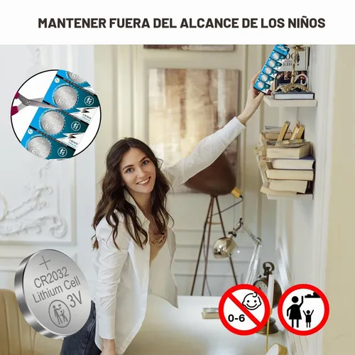 Vista 7 de Batería de litio CR2032 de 3 voltios, pila de botón de moneda, paquete de 200