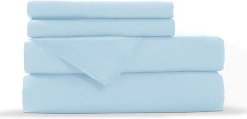 Vista 40 de LaxLinen 4 PCs Sheet Set (+30 Inch) Extra Deep Pocket Twin/Single Bed Size, Aqua Solid 600 Thread Count 100% Egyptian Cotton
