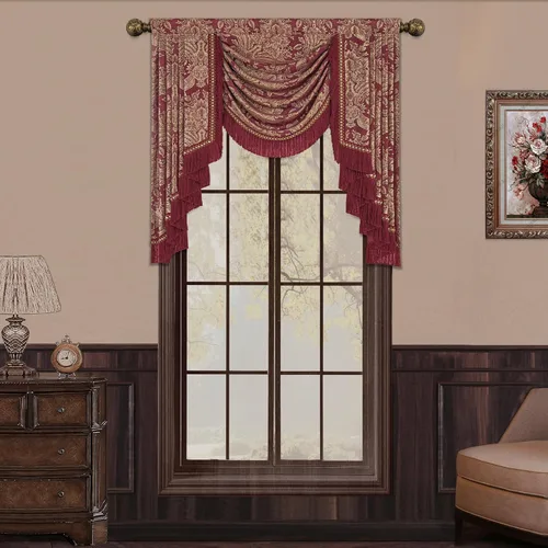 Vista 37 de Loom and Mill Cenefas de Cascada de Lujo para Ventanas, Elegante Cenefa de Cortinas Gruesas de Jacquard con Borlas para Sala de Estar, Dormitorio