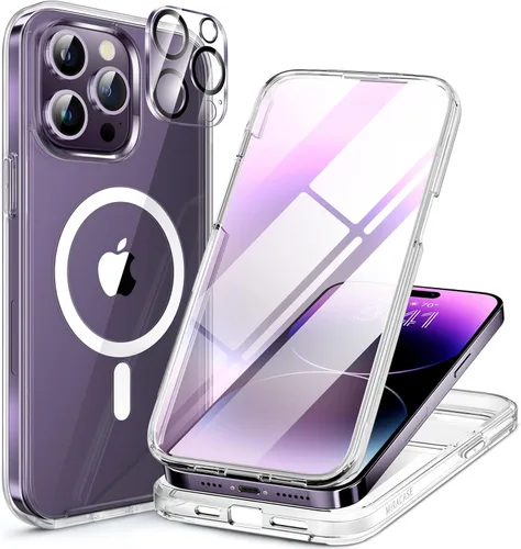 Vista 192 de Miracase Glass Series - Funda para iPhone 11 de 6.1 pulgadas, funda resistente de cuerpo completo mejorado con protector de pantalla de vidrio Negro