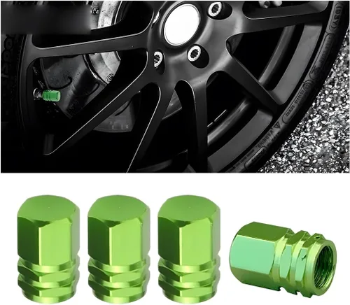 Vista 11 de Osilly Tapones de válvula de vástago de neumático de automóvil, 4 piezas de cubiertas de vástago de válvula de aleación de aluminio, resistentes a