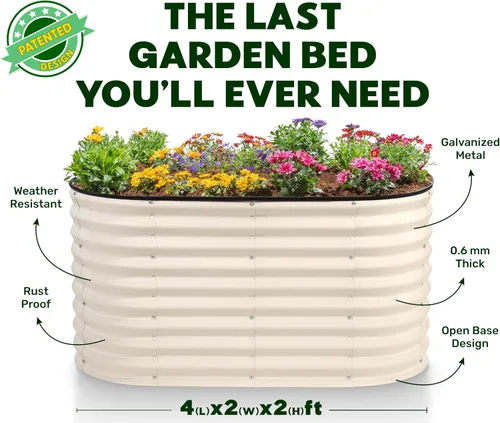 Vista 6 de Plant & Plot Camas de jardín elevadas galvanizadas para exteriores/ Jardinera elevada de 4 x 2 x 2 pies para jardinería, verduras, flores, caja