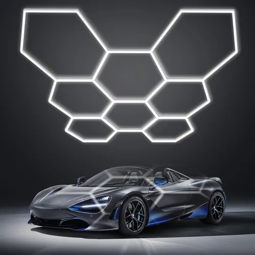 Vista 12 de LZHOME - Luz LED hexagonal para garaje - Luz para detallado automotriz de 12 700 lm, luces de techo y pared para decoración modular, ideal