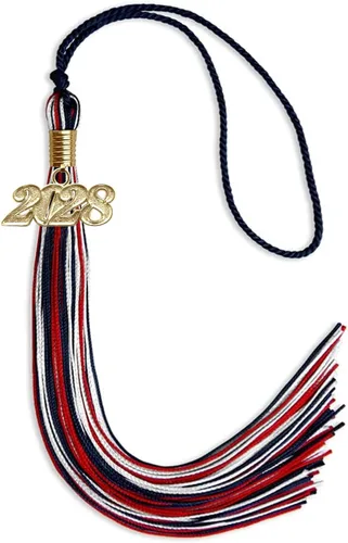 Vista 133 de Endea Graduation Borla mixta de triple color con gota de fecha dorada (negro/dorado/blanco, 2021)