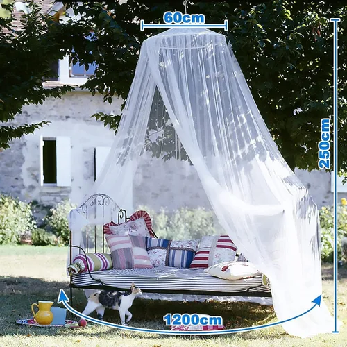 Vista 5 de dix-rainbow Toldo para cama de mosquitero, elegante toldo de cama tamaño King/Queen para niñas, elegante toldo de cama con cúpula de mosquitera