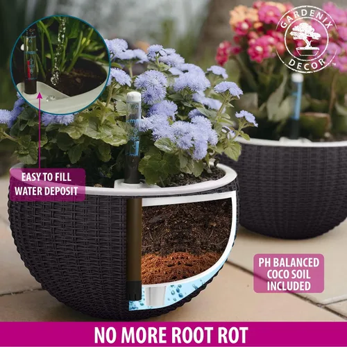 Vista 3 de Macetas colgantes de riego automático de 7.5 pulgadas para plantas de interior, maceta con indicador de nivel de agua para plantas, macetas