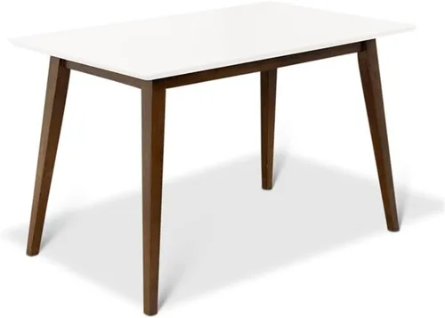 Allora Mesa de comedor rectangular de madera moderna de mediados de siglo para cocina, comedor en nogal y blanco de 47 pulgadas
