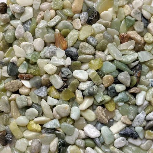 Guijarros de jade pulidos decorativos naturales, tamaño de grava de 3/8 pulgadas (bolsa de 2 libras)