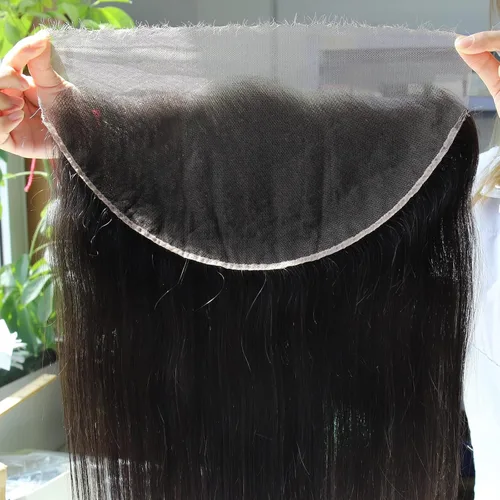 Vista 48 de BEEOS Frontal de Encaje HD de 13 x 4 pulgadas Solamente, cabello humano virgen lacio de color rubio 613, línea de cabello prearrancado de 0.10mm