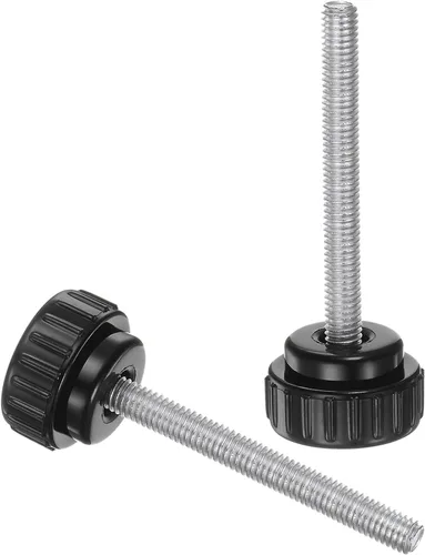 Vista 127 de uxcell 2 perillas de sujeción moleteadas M6 x 0.394 in métricas de acero inoxidable 304 rosca macho tornillo de pulgar en tipo 1.181 in cabeza
