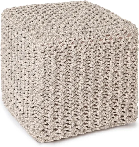 Vista 25 de REDEARTH Puf Otomano Redondo - Tejido a Mano con Cable Estilo Boho, Decoración del Hogar, Puf Circular, Reposapiés para Sala de Estar - Guardería