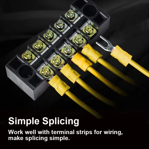 Vista 4 de MILAPEAK - 100 conectores de cable de horquilla aislados, kit de terminales de crimpado eléctrico tipo U para cable de 12-10 AWG (amarillo)