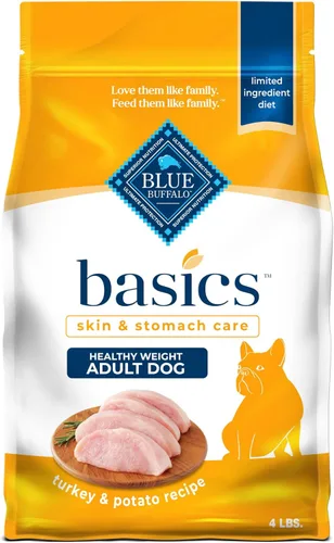 Blue Buffalo Basics Healthy Weight - Alimento seco para perros adultos, cuidado de la piel y el estómago, dieta de ingredientes limitados para