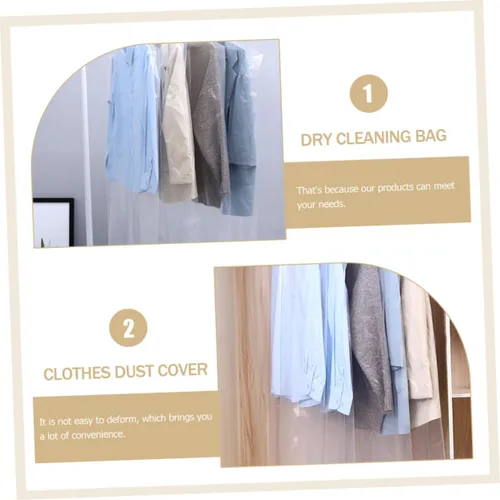 Vista 5 de 60 bolsas de tintorería, cubierta de ropa para trajes, cubiertas de ropa de plástico impermeables para tiendas de limpieza en seco y uso doméstico