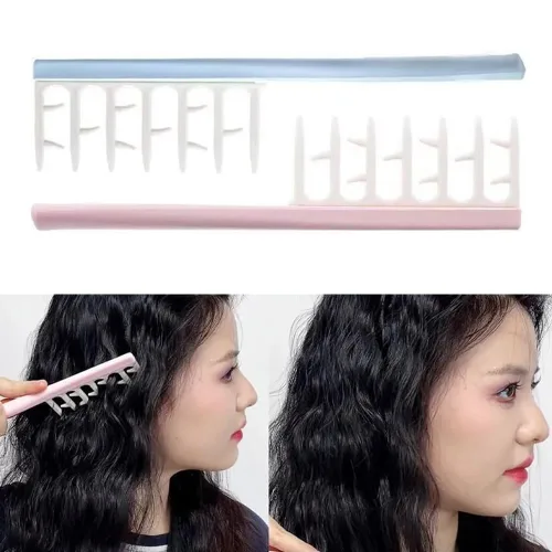 Vista 6 de Paquete de 4 peines para el cabello rizado, con dientes anchos, cepillo desenredante para cabello rizado, largo y húmedo, accesorios de peinado