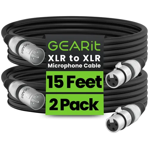 Vista 17 de GEARit XLR - Cable de micrófono macho a hembra (1 pie, paquete de 2) mezclador blindado equilibrado de 3 pines, estudio de grabación, podcast