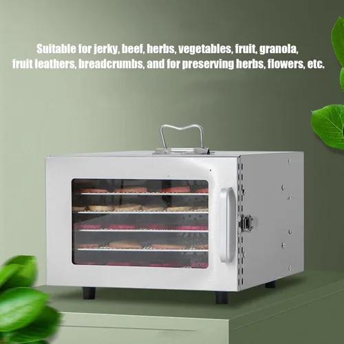 Vista 3 de Máquina secadora deshidratadora de alimentos, 6 capas de temperatura ajustable, secador de frutas de carne seca, para verduras, cecina, especias
