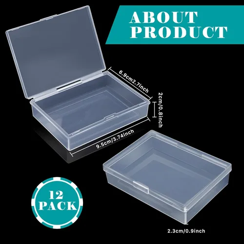 Vista 2 de Paquete de 12 cajas transparentes, cajas de plástico para tarjetas