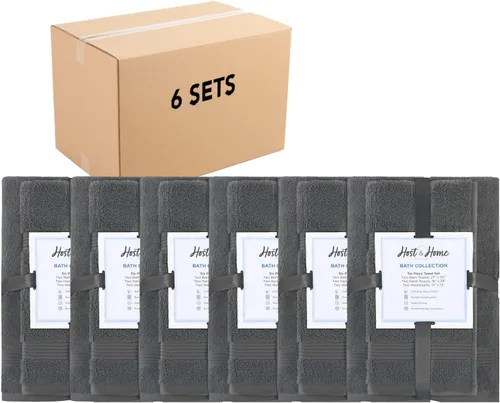 Vista 44 de Arkwright - Juego de 6 toallas de baño, 100% algodón súper suaves, 600 GSM, de secado rápido y absorbentes, artículos de lujo para el baño con 2