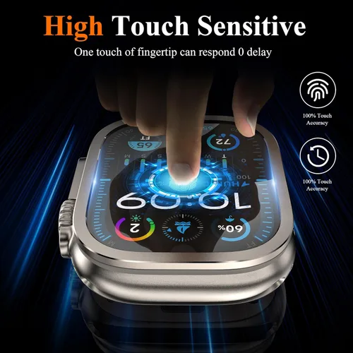 Vista 3 de YMHML Funda protectora de pantalla para Apple Watch Ultra 2 de 1.929 in, marco de aleación de titanio 2023 con vidrio templado, funda protectora