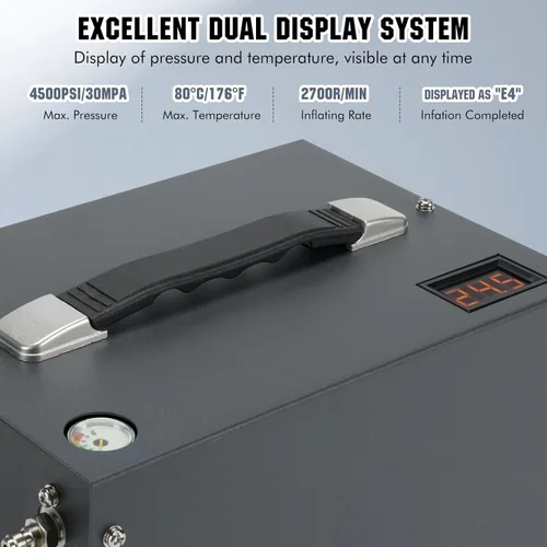 Vista 3 de Compresor de aire PCP, compresor de pistola de aire, portátil 4500Psi/30Mpa, sin agua/aceite, arranque de un botón, disco de estallido, ventilador