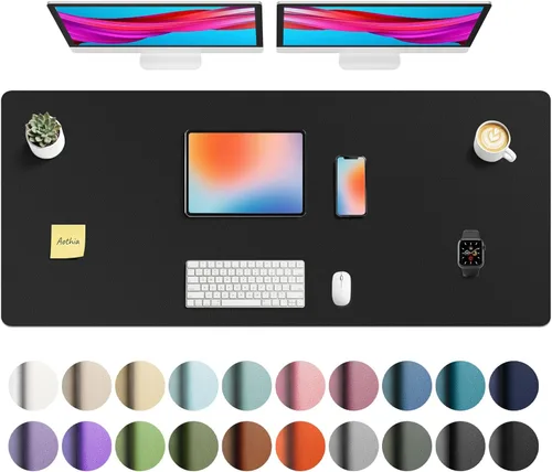 Vista 481 de Aothia Protector de escritorio de cuero, alfombrilla para mouse, alfombrilla de escritorio de oficina, 31.5 x 15.7 pulgadas, secante de escritorio