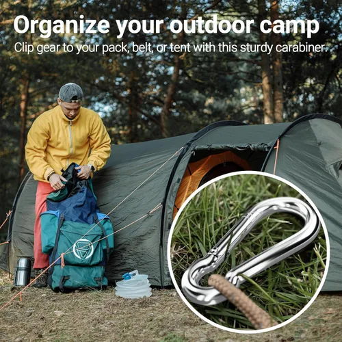 Vista 5 de sprookber Mosquetón de acero inoxidable con cierre de resorte - Clips resistentes de acero inoxidable 304, juego de 4