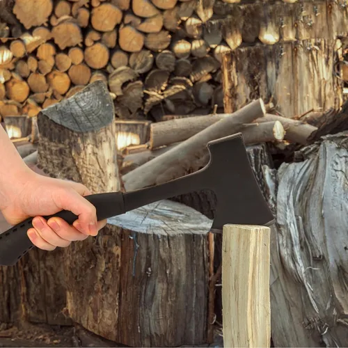 Vista 6 de Hitdudu Hacha de Campamento, Hacha de Camping de Espiga Completa Hacha Divisoria para División de Madera y Leña, Herramienta de Mazo de Mano