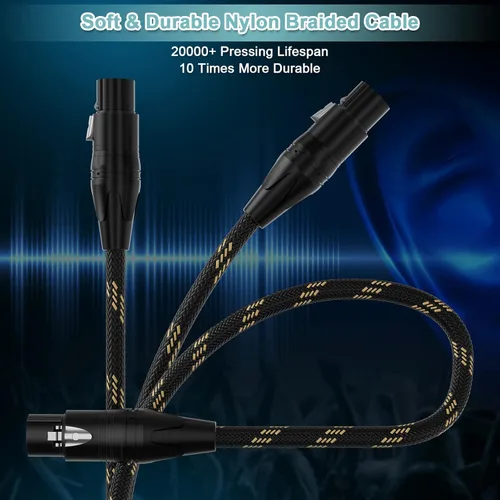 Vista 5 de Adaptador XLR equilibrado hembra a TRS de 1/4 pulgada (6.35mm), cable de micrófono de 6 pies