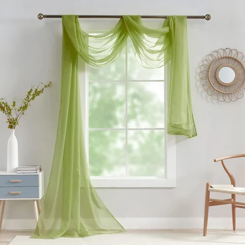 Vista 11 de Luvyohmee Cenefa de bufanda transparente negra para ventanas, cortina de 144 pulgadas, cenefas de ventana de tela para drapear, toldo de cama, 52
