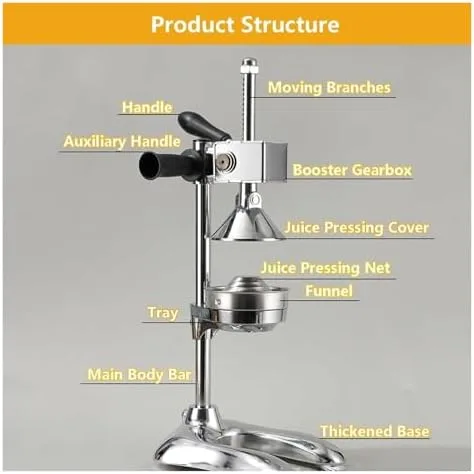 Vista 3 de Heavy-Duty Cast Iron Citrus Juicer - Manual Squeezer with Stainless Steel Crusher & Large Pressure Plate for Easy Juice Extraction - Ideal for