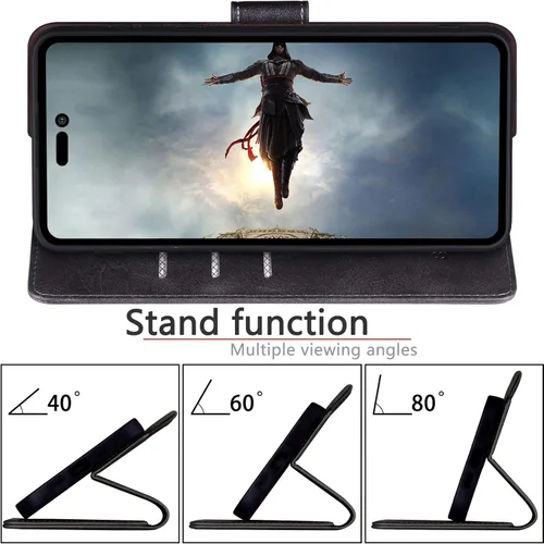 Vista 7 de SUANPOT Funda tipo cartera para iPhone 14 Pro de 6.1 pulgadas con bloqueo RFID, tarjetero y tarjetero, funda protectora de piel sintética con tapa