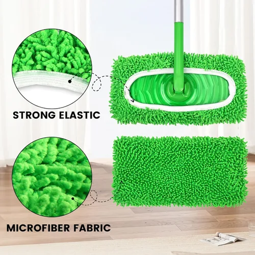 Vista 3 de 15 almohadillas de microfibra reutilizables compatibles con trapeador de barredora, repuestos de almohadillas húmedas de repuesto y paños de barrido