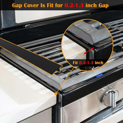 Vista 5 de KindGa - Cubierta de silicona para cubrir los espacios entre la mesada y la cocina, cubierta larga para tapar los espacios entre los Negro