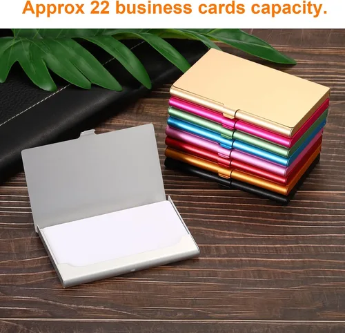 Vista 5 de PATIKIL Tarjetero para tarjetas de visita, estuche de metal de aluminio para tarjetas de crédito, color rojo rosa
