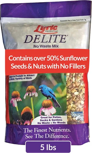 Lyric Delite Semillas de aves silvestres – Mezcla de alimentos para pájaros sin desperdicios con nueces y semillas sin cáscara – Atrae banderines,
