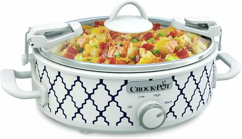 Crock-Pot mini olla cacerola de cocción lenta de 2.5 qt, color blanco/azul