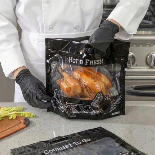 Vista 5 de Restaurantware - Bolsas de plástico para entrega de alimentos de 12.7 x 5.7 x 10.4 pulgadas, bolsas calientes para entrega de alimentos, ventana