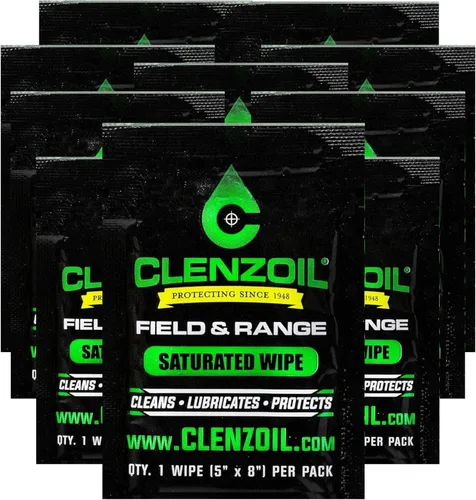 CLENZOIL Field & Range Single-Use Saturated Gun Oil Wipe Packets | Individual CLP Wipes | One-Step Gun Cleaning Oil & Lubricant Field Wipes for