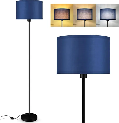 Lámpara de pie BoostArea azul, lámpara de pie, lámparas de pie pequeñas para sala de estar, lámpara LED alta simple con pantalla, interruptor de pie
